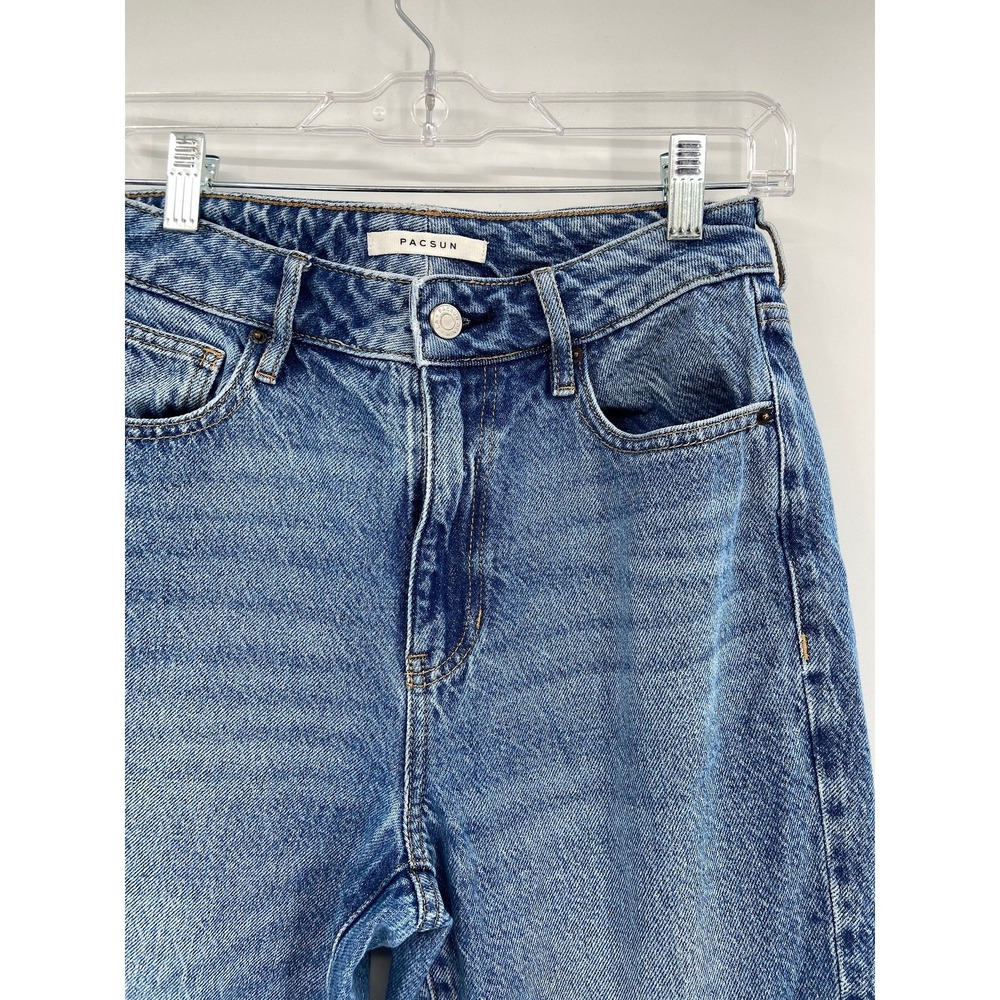 PacSun Medium Blue Wash High Rise Tapered Denim Mom Jeans Size 26 - Picture 3 of 5